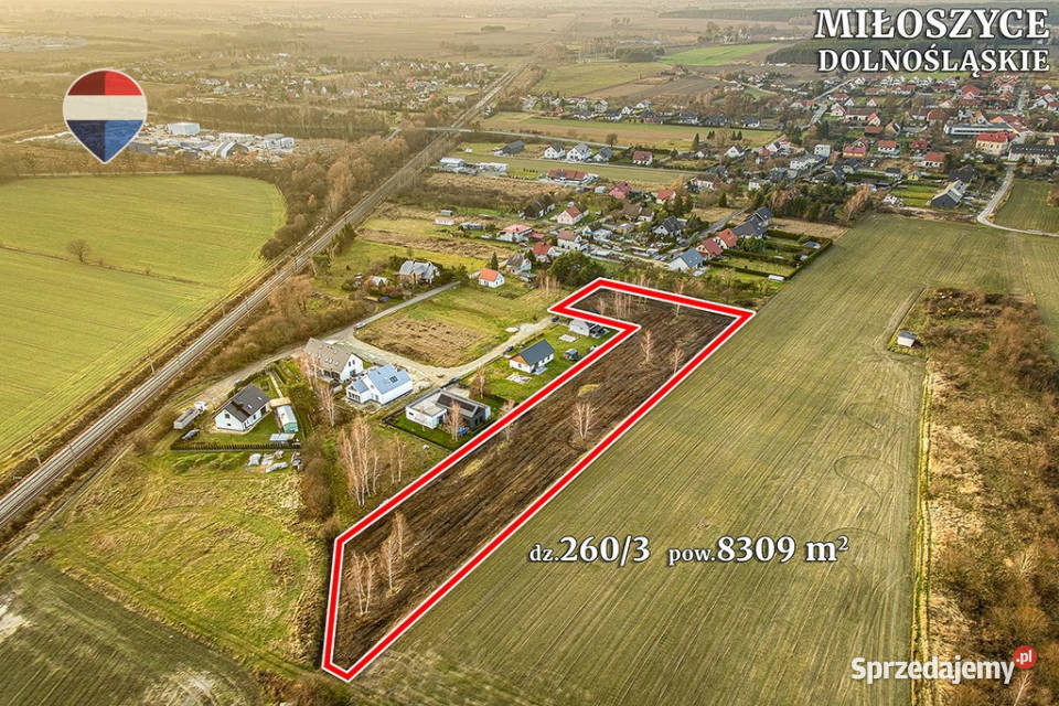 Działka inwestycyjna 8309 m z MPZP koło 8309m2 Miłoszyce