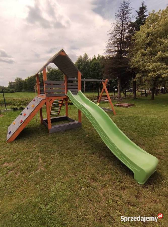 Drewniany plac zabaw domek wspinaczka montaż Częstochowa sprzedam