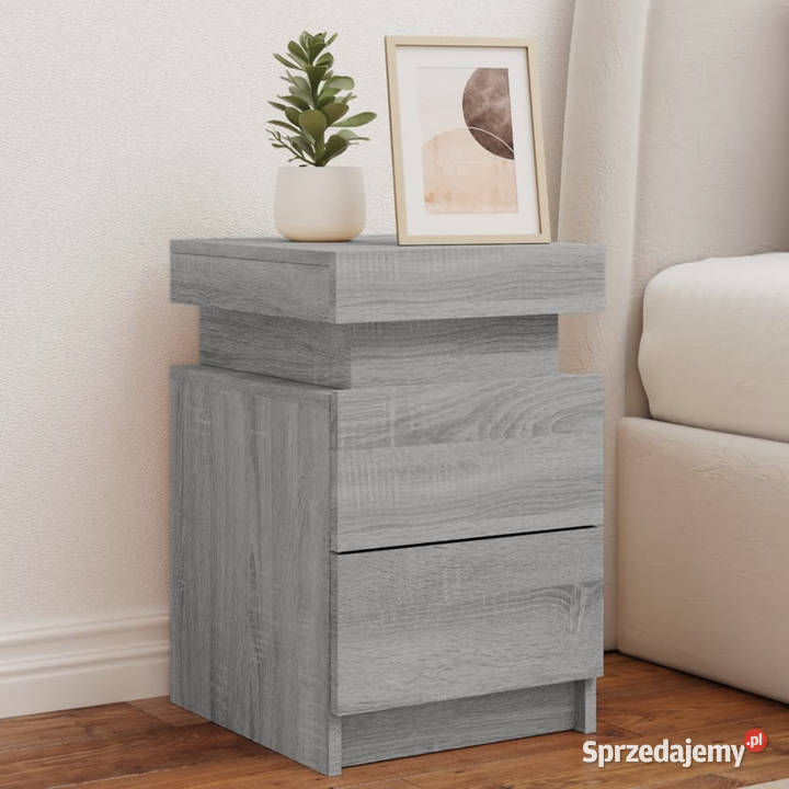 Szafki nocne z LED 2 szary dąb sonoma 35x39x55 Nocne Warszawa