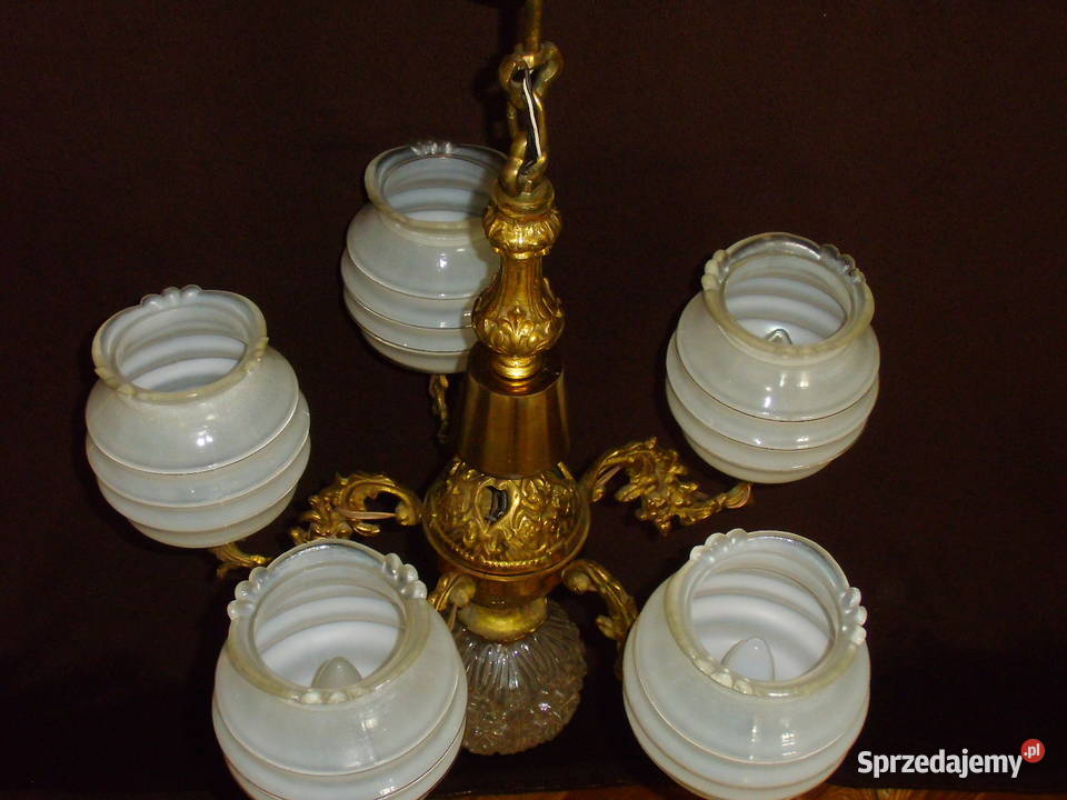 Żyrandol mosiężny 6 punktowy Bielawa sprzedam