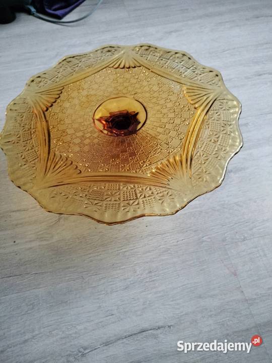 Piękna patera tortownica girlandy bursztynowa Choszczno