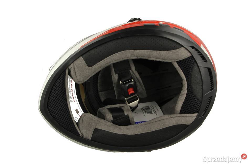 KASK VCAN Z BLENDĄ BIAŁO CZERWONY M AUTOTECH Mrągowo