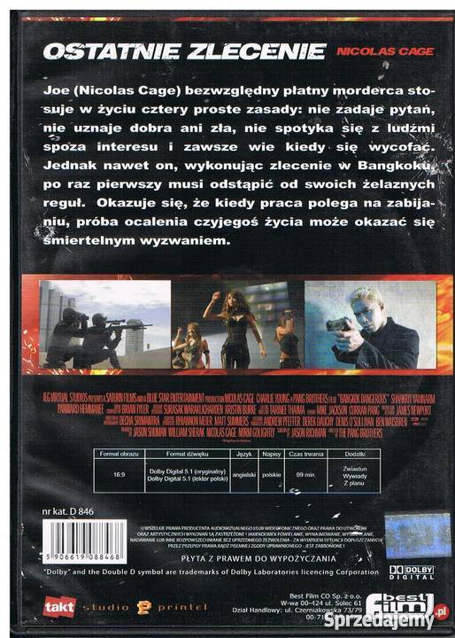 Ostatnie zlecenie Nicolas Cage DVD Łódź
