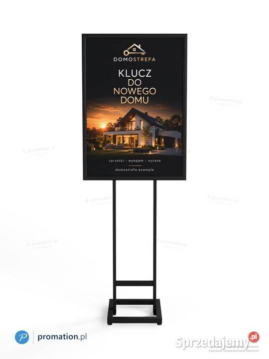 Czarny stojak na plakat A1 z ramą OWZ SLIM do Sklep Łódź