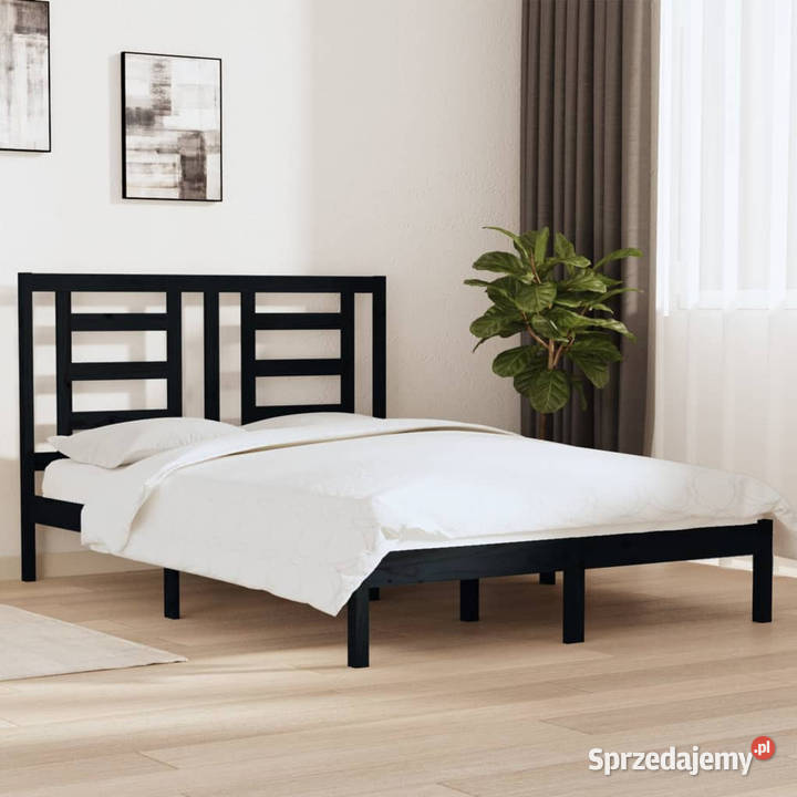 Rama łóżka czarna lite drewno sosnowe 140x190 mazowieckie Warszawa