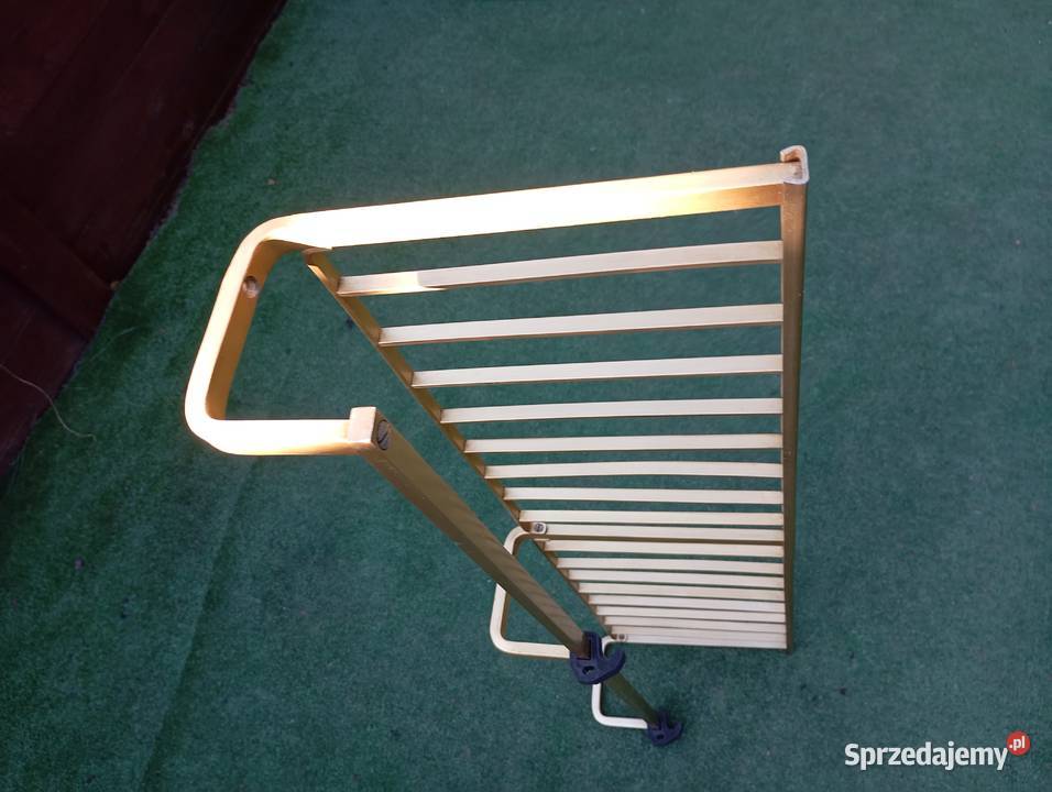 Wieszak ścienny PRL Vintage metalowy srebrny 90 Poznań