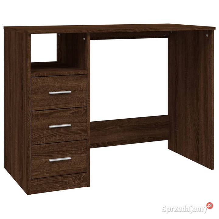 Biurko z szufladami brązowy dąb 102x50x76