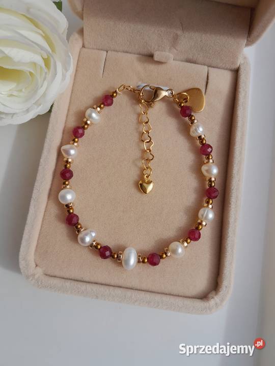 Bransoletka z kamienia naturalnego Rubin perła Kozienice