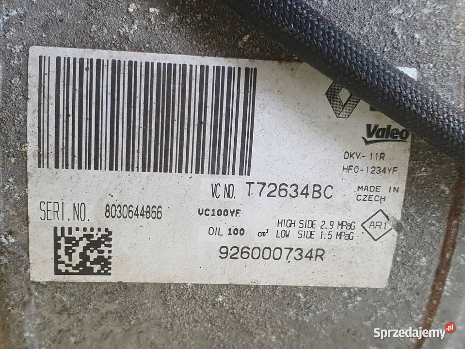 SPRĘŻARKA KLIMATYZACJI Renault Captur 09 TCe Rudka