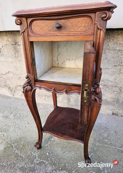 Francuski stolik nocny z marmurem nakastlik Wałbrzych