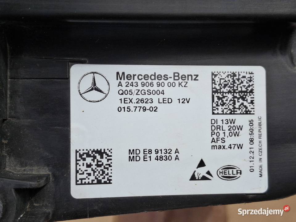 MERCEDES EQA EQB W243 REFLEKTOR PRAWY FULL LED Lampy przednie lubuskie sprzedam
