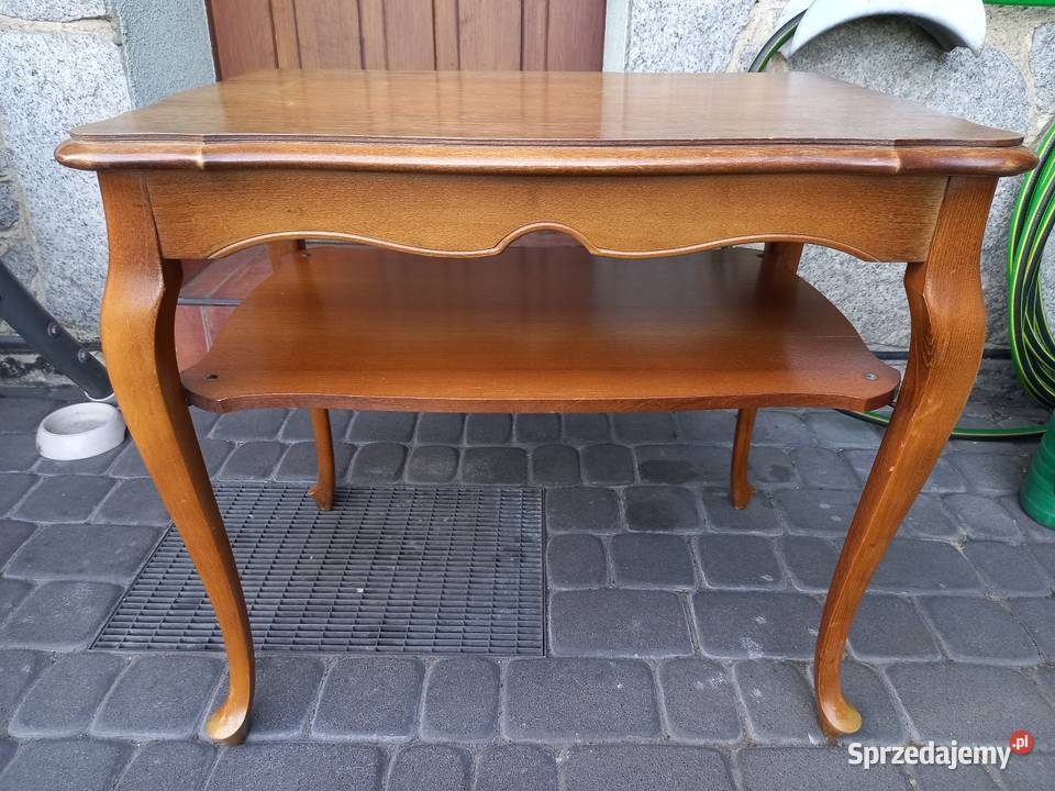 Stary stolik kawowy ludwikowski z półką vintage