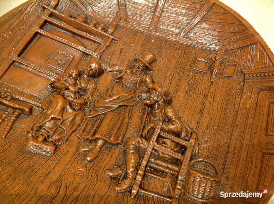 STARY OBRAZ PŁASKORZEŹBA Z WOSKU PSZCZELEGO Dekoracje i ozdoby Wyposażenie wnętrz Nowa Sól