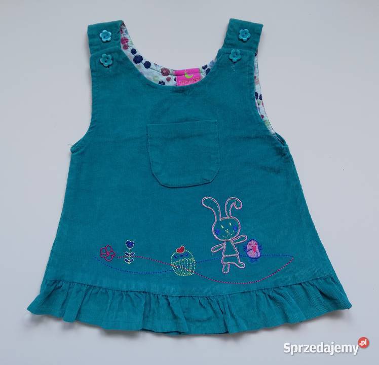 Nowa sukienka sztruksowa ogrodniczka Niebieski