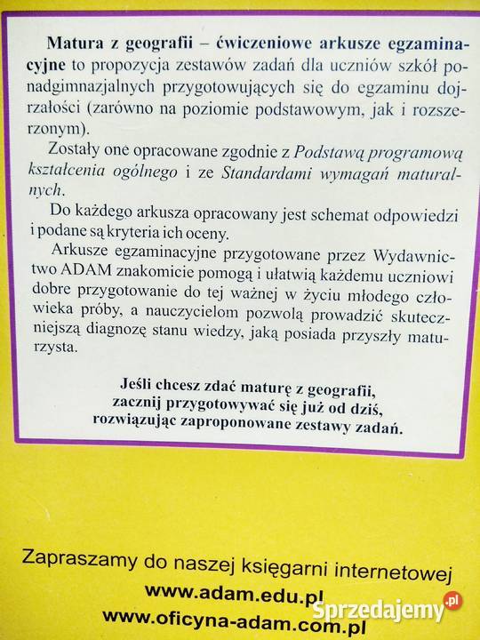 Matura geografia Adam outlet książki używane mazowieckie Warszawa