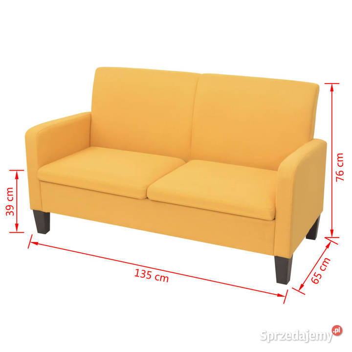 Sofa 2osobowa żółta 135 x 65 x 76 WM244710 Warszawa sprzedam