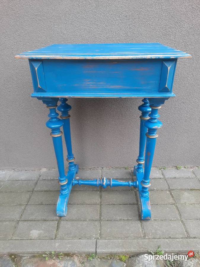 Stary stolik shabby przecierany niebieski C022 Tczew