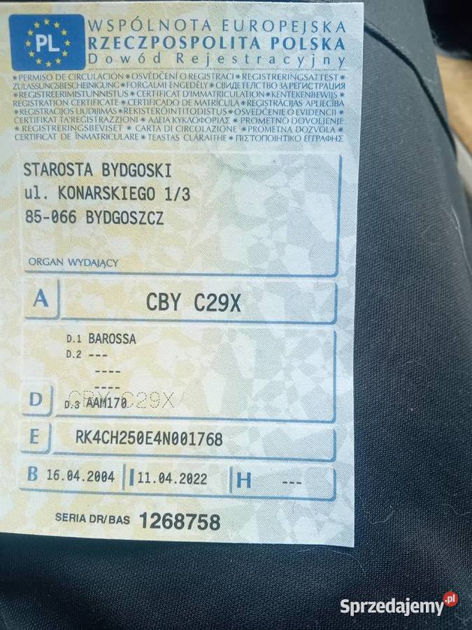 Quad Honda Barossa 250 2005r homologacja Solec Kujawski