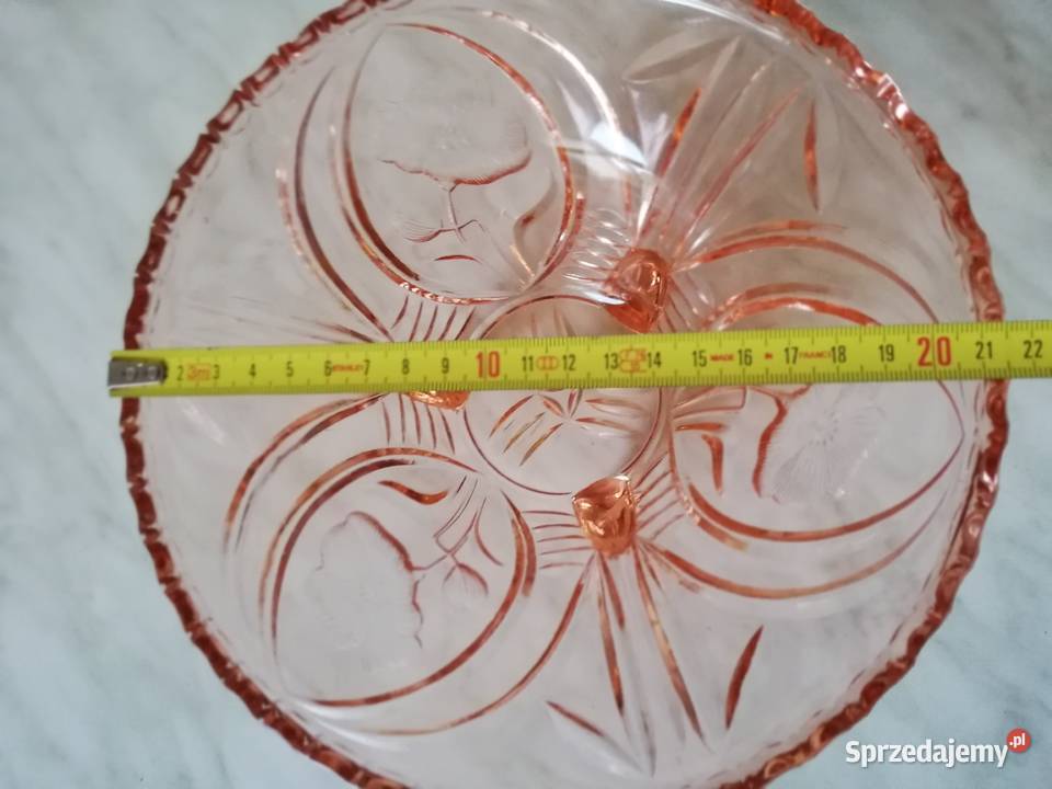 Różowa patera trzy nogi małopolskie Gorlice