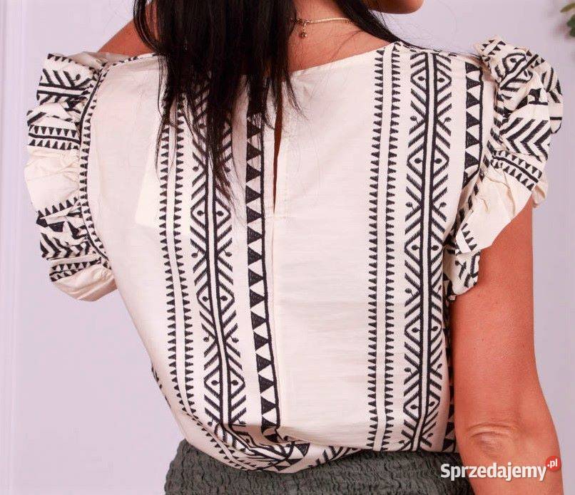 bluzka satynowa z printem Blue Royal czarny Warszawa