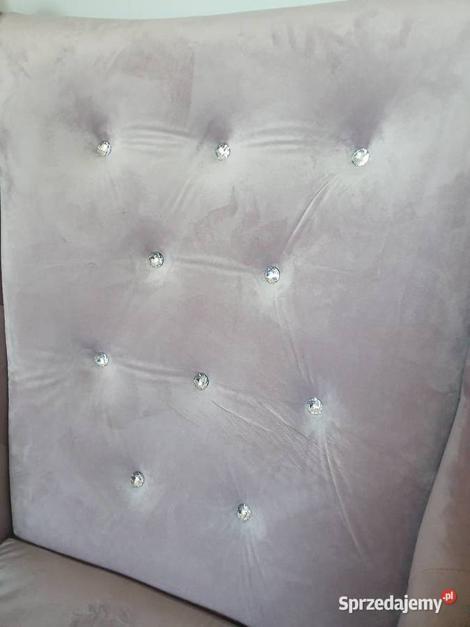 Fotel uszak podnóżek velvet diamenciki Lublin