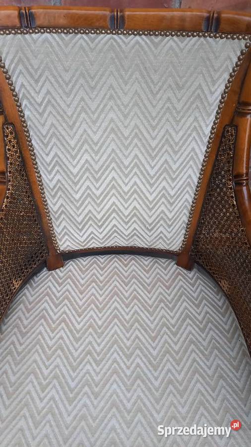 Fotel 2 orzechowy rattanowy z tapicerką beżową zachodniopomorskie Gawroniec