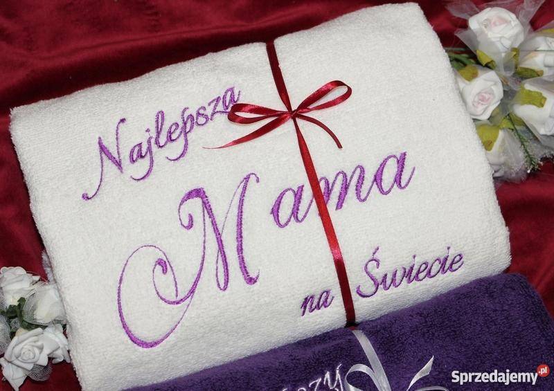 Prezent Ręcznik na Dzień Matki Ojca Mama Tata z Akcesoria łazienkowe kujawsko-pomorskie Grudziądz