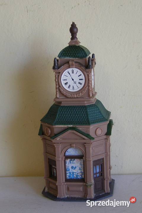 Domek na makietę 34 kiosk z zegarem kolejka Łódź