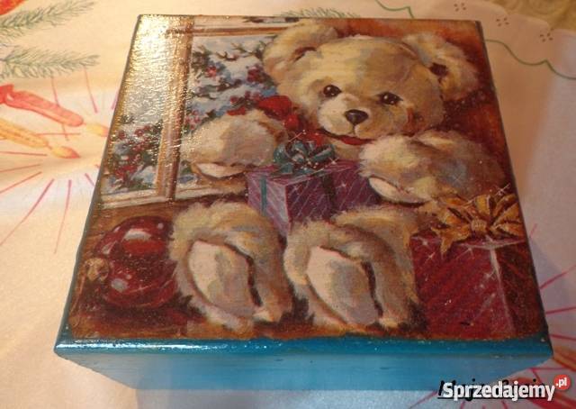 Pudełko decoupage prezenty ozdoby świąteczne Krajno-Parcele