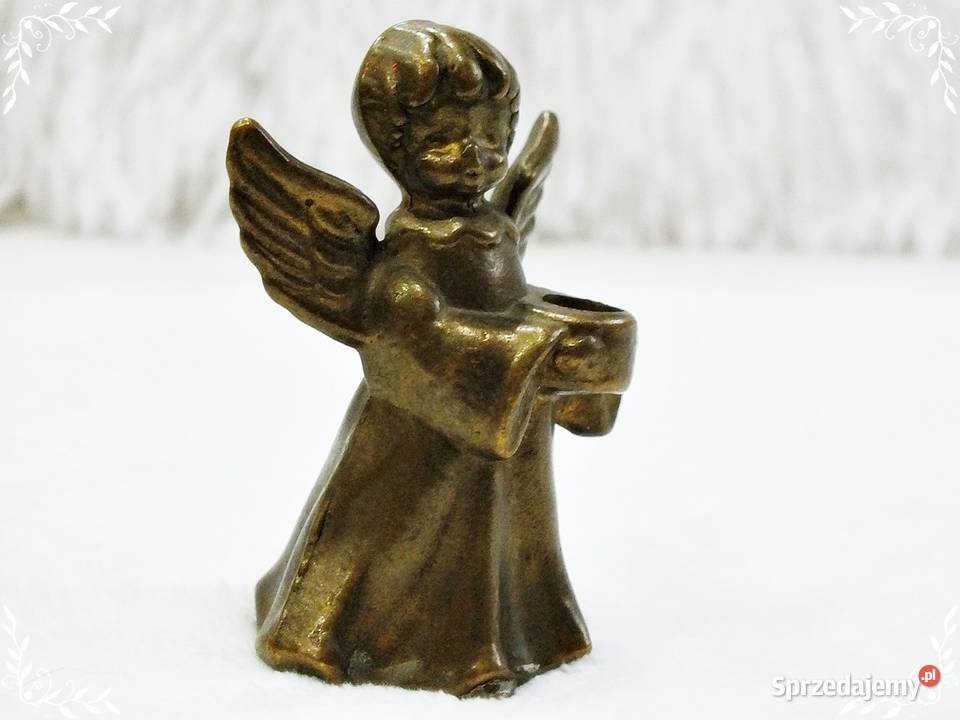 Aniołek stara figurka z mosiądzu 6 Mosiądz