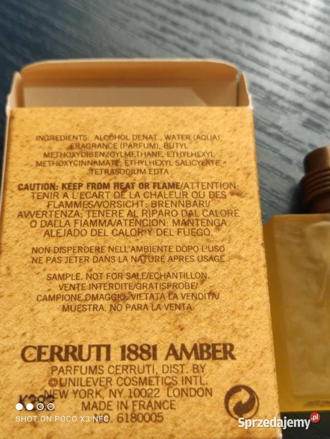 Perfumy Cerruti 1881 AMBER Eau de Toilett 7ml Piaseczno