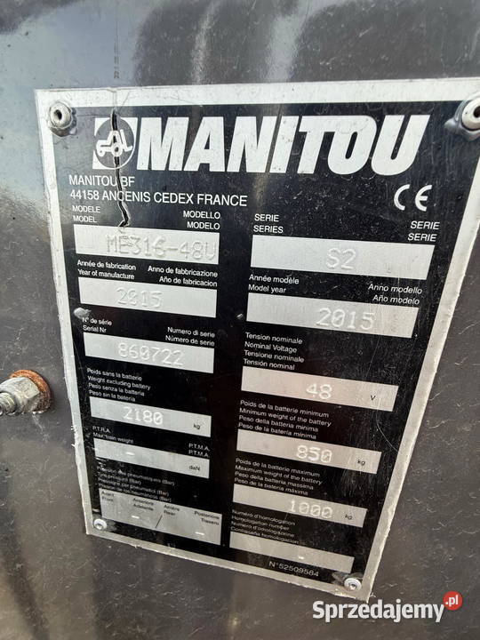 wózek widłowy elektryczny MANITOU ME31648v 330m Manitou Działoszyn sprzedam