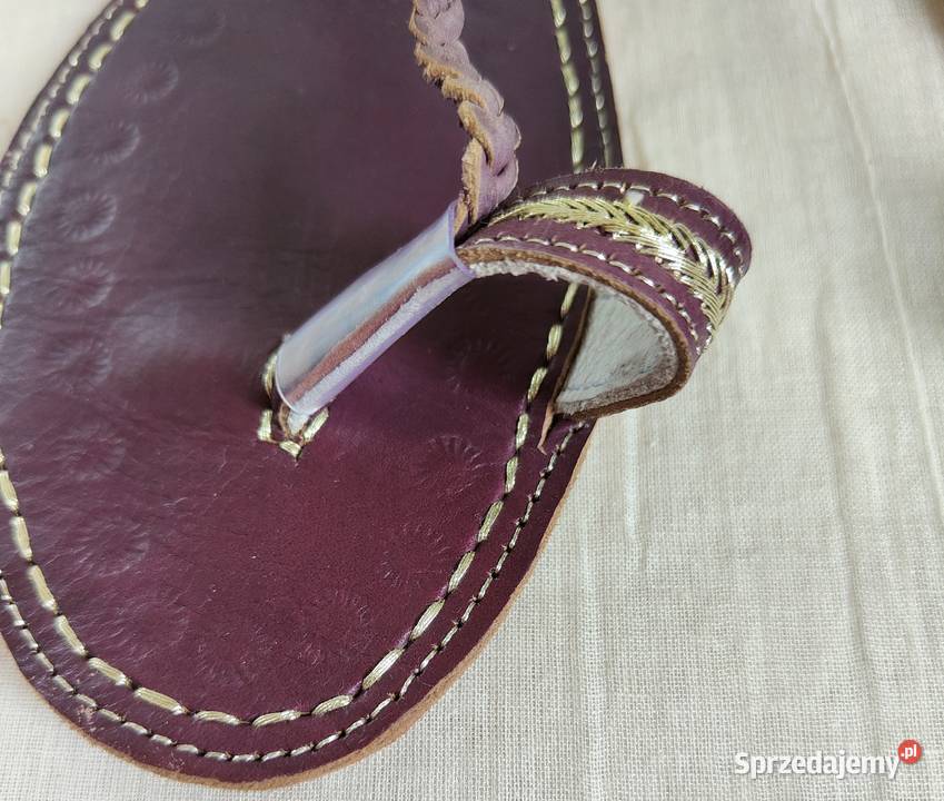 Skórzane japonki kohalpuri 40 fioletowe Obuwie Szczecin