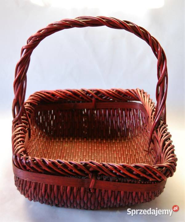 Kosz pleciony drewniany wiśniowy bordowy rattan lubelskie Lublin sprzedam