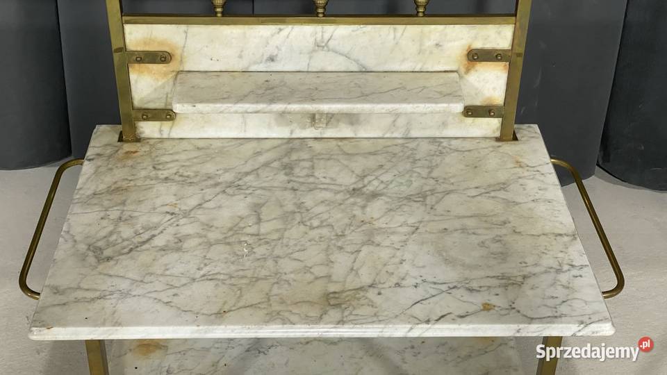 Antyczna konsola etażerka marmurowa z mosiężnym Budno