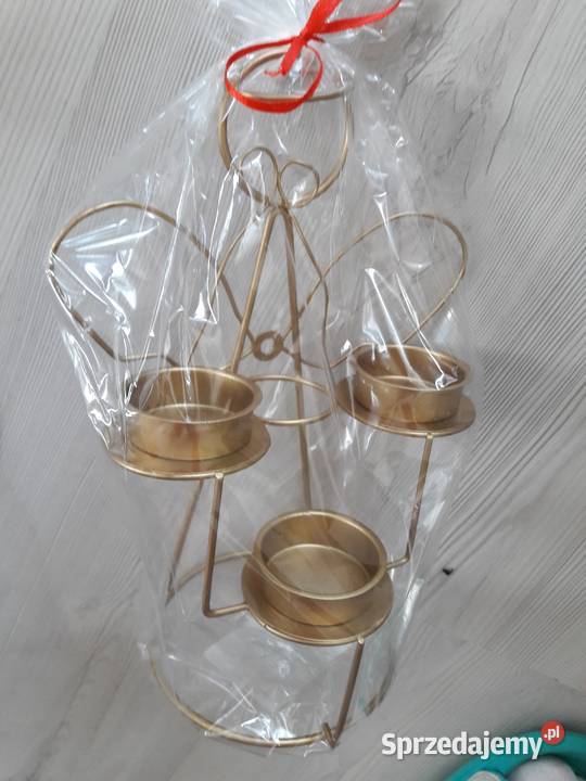 Świecznik metalowy Anioł na 3 tealight mazowieckie Piaseczno sprzedam