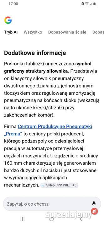 Siłownik pneumatyczny Zgierz sprzedam