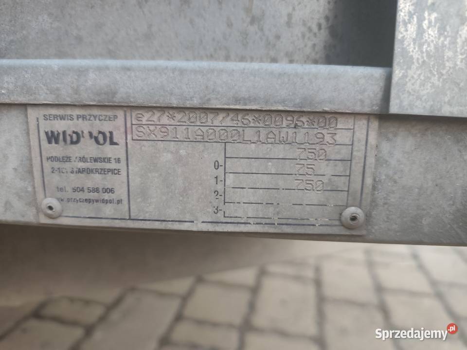 Przyczepa WIDPOL 260m x 126m DMC 750 pełny VAT Wodzisław sprzedam