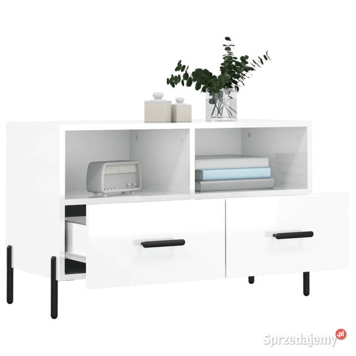 Szafka pod TV biała wysoki połysk 80x36x50 Warszawa