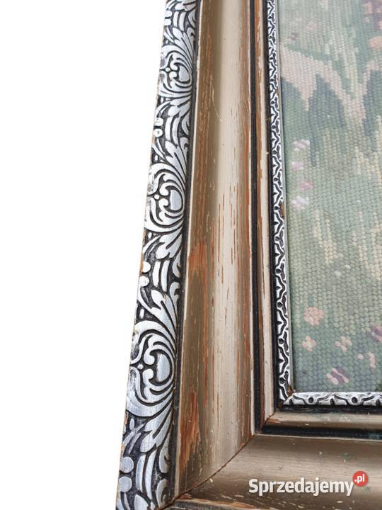 Stary obraz haftowany krajobraz lata 50 antyk Malarstwo Cieszyn