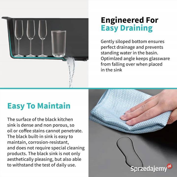 Zlewozmywak granitowy czarny zlewozmywak DALUOBO Myszyniec