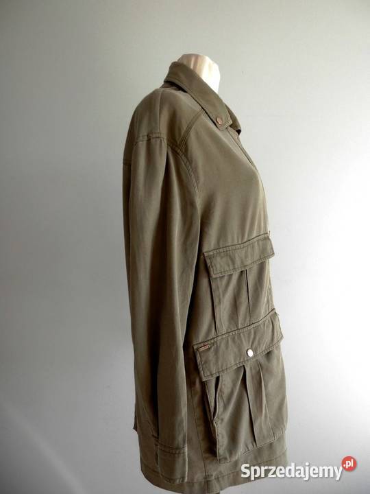 Kurtka Lekka w stylu Military Oliwkowa Lyocell Łomża