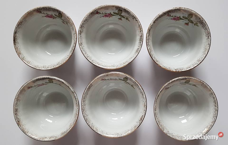 Zestaw miseczki flaczarki Iwona złota róża śląskie Dąbrowa Górnicza