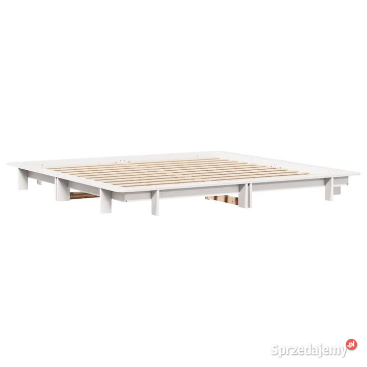 Łóżko bez materaca białe lite drewno sosnowe 222cm Warszawa