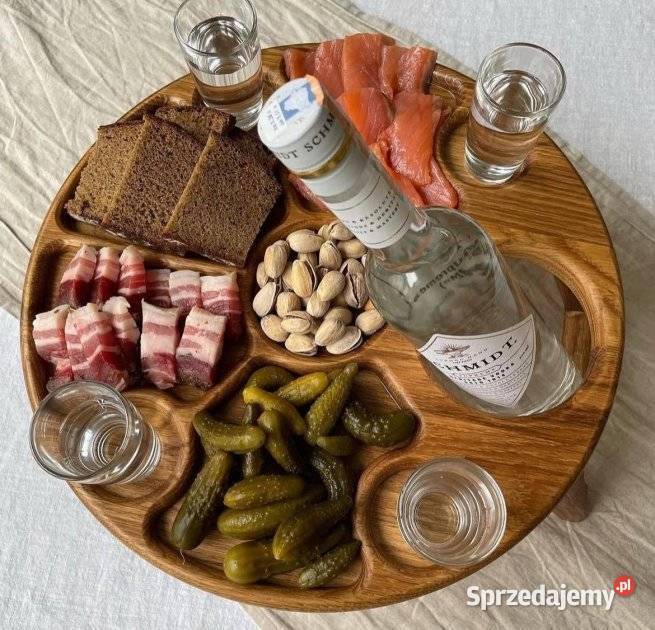 SKŁADANY STOLIK DĘBOWY DO WINA PRZEKĄSEK GRAWER Stojaki na wino Skawina sprzedam