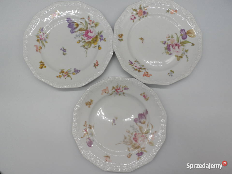 Zestaw 3 Talerzy ROSENTHAL MARIA Sommerstrauss Porcelana i szkło Raszków sprzedam