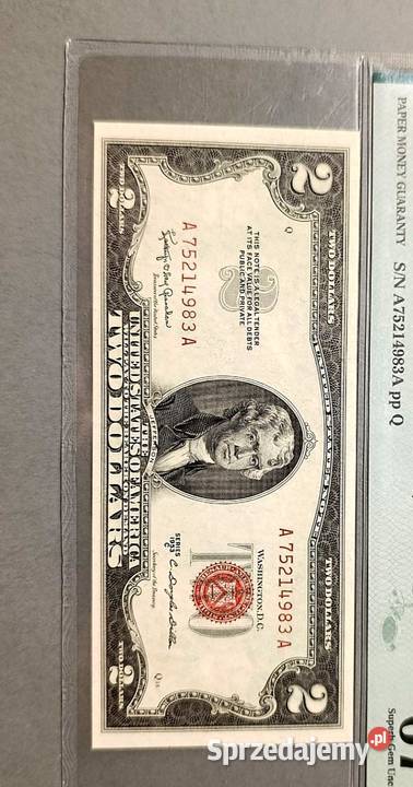 USA 2 Dolary 1953 r NOTA PMG 67 EPQ Węgorzewo