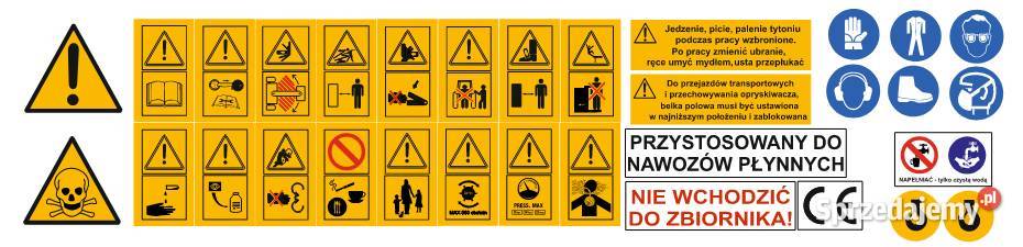 Zestaw naklejek BHP na opryskiwacz Kamionna