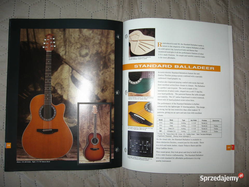 Ovation Guitars 1994 katalog gitar Kępice