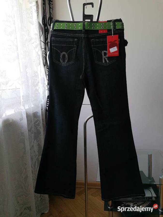 NOWE DAMSKIE SPODNIE JEANSOWE Z PASKIEM ORANGES Łódź